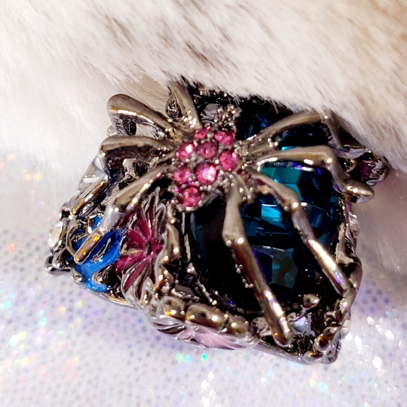 925 stamped sterling silver Crystal spider accent rings size 6 7 8 9 - Picture 12 of 16